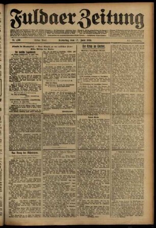 Erste Ausgabe vom Samstag, den 17. Juni 1916.