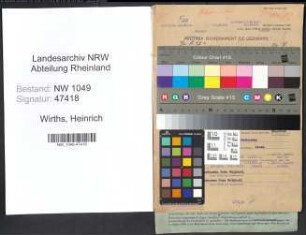 Entnazifizierung Heinrich Wirths , geb. 27.05.1896 (Postbeamter)