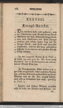 XXXIX. Kriegs-Artikel