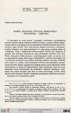 38: Wokół tematyki titulusa Ekwicjusza - Sylwestra - Marcina