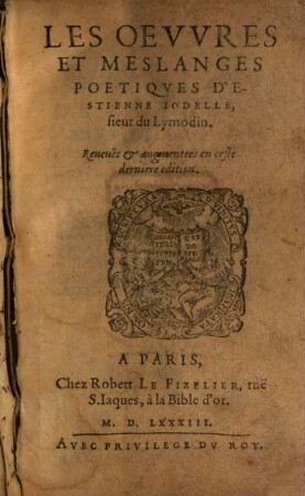 Oeuvres et melanges poetiques