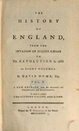 The History of England from the Invasion of Julius Caesar to the Revolution in 1688, Vol. 2 (1782)
