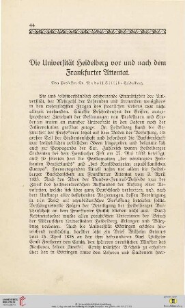 Die Universität Heidelberg vor und nach dem Frankfurter Attentat