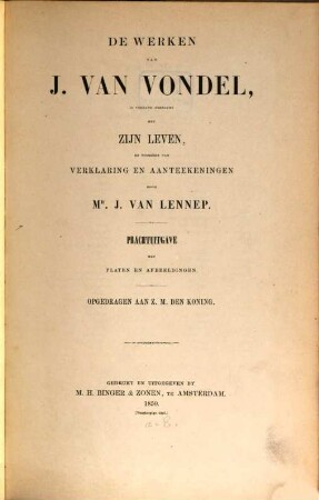 De werken van Vondel J. : Prachtuitgave met Platen en Afbeeldingen, 1