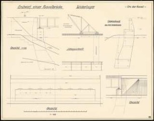 Verkehrsverbindung über die Havel, Berlin-Spandau Schinkelwettbewerb 1931: Brücke über die Havel: Widerlager. Ansichten, Schnitte 1:100