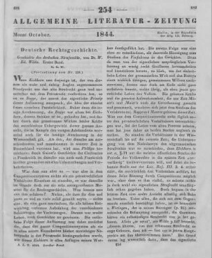 Wilda, W. E.: Geschichte des deutschen Strafrechts. Bd. 1. Das Strafrecht der Germanen. Halle: Schwetschke 1842 (Fortsetzung von Nr. 253)