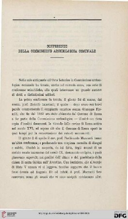 Conferenze della Commissione Archeologica Comunale