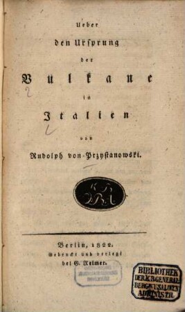 Ueber den Ursprung der Vulkane in Italien