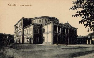Postkartenalbum mit Motiven von Karlsruhe. "Karlsruhe. Ehemaliges Hoftheater"