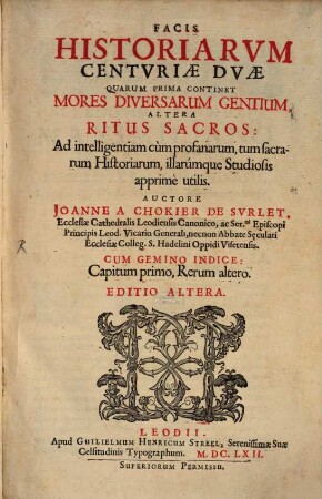 Fax historiarum : Centuriae duae