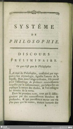 Discours Prèliminaire. Ce que c´est que la Philosophie