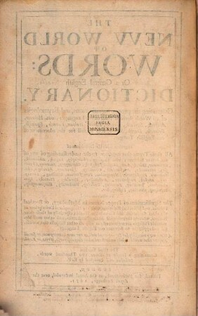 The new world of words: or a General English dictionary
