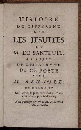 Histoire du Different entre les Jesuites [...].