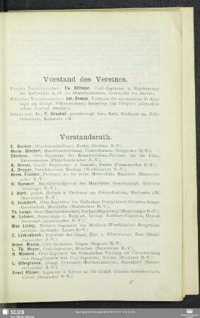 Vorstand des Vereines.