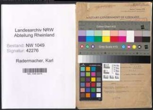 Entnazifizierung Karl Radermacher , geb. 07.10.1897 ()