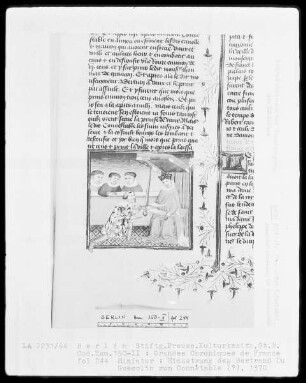Chroniques de France in zwei Bänden — Chroniques de France, Band 2 — Einsetzung des Betrand du Guesclin zum Connétable 1370, Folio 244recto