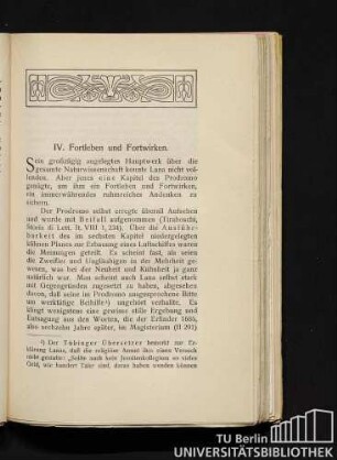 IV. Fortleben und Fortwirken.