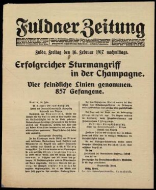 Ausgabe vom Freitag, den 16. Februar 1917.