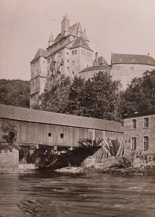 Kriebstein, gedeckte Brücke über Zschopau