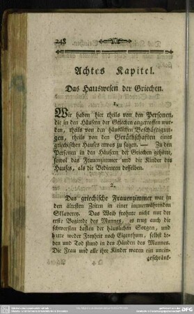 Achtes Kapitel. Das Hauswesen der Griechen