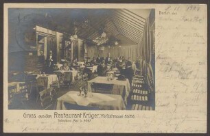 Ansichtskarte „Gruss aus dem Restaurant Krüger“, Yorckstrasse 85-86 [2/2]