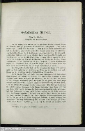 Geschichtlicher Rückblick