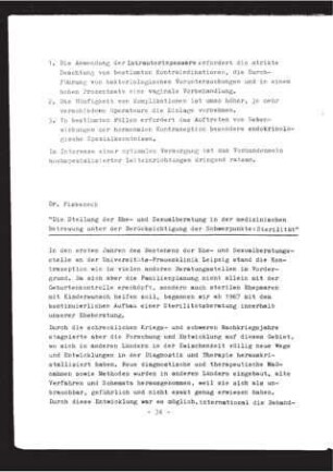 Die Stellung der Ehe- und Sexualberatung in der medizinischen Betreuung unter Berücksichtigung der Schwerpunkte Sterilität