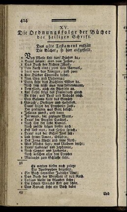 XV. Die Ordnungsfolge der Bücher der heiligen Schrift.