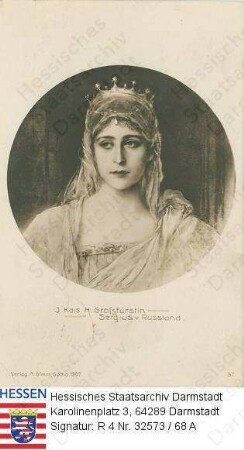 Jelissaweta Fjodrowna Großfürstin v. Russland geb. Prinzessin Ella v. Hessen und bei Rhein (1864-1918) / Porträt, in Medaillon, Brustbild