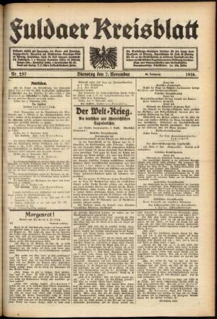 Ausgabe vom Dienstag, den 07. November 1916.