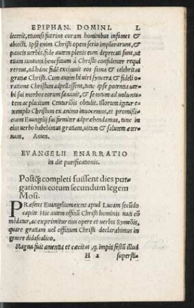Evangelii Enarratio in die purificationis.