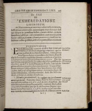 Tit. XIII. De Exheredatione Liberorum. - Tit. XVII. Quibus Modis Testamenta Infirmantur.