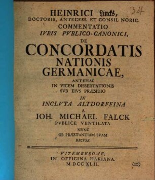 Commentatio iur. publ. can. de concordatis nationis Germanicae