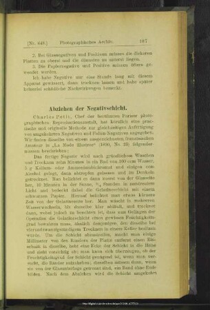 Abziehen der Negativschicht