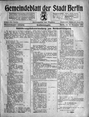 Sonderausgabe, 29. November 1923