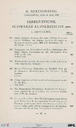 Farbenstiche, Schwarze Kupferstiche (Nr. 166-189)