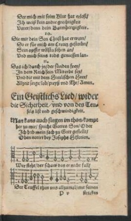 Ein Geistlichs Lied/ wider die Sicherheit ...