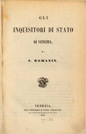 Gli inquisitori di stato di Venezia
