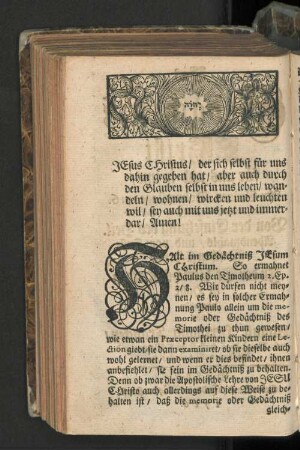 [Das Gedächtniß Christi für uns und in uns/]