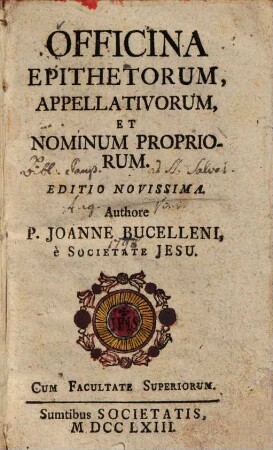 Officina epithetorum, appellativorum et nominum propriorum