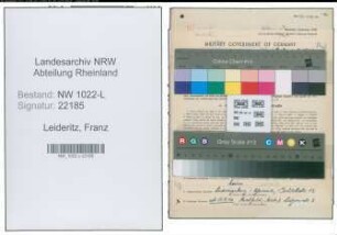 Entnazifizierung Franz Leideritz , geb. 27.02.1904 (Stadtsekretaer)