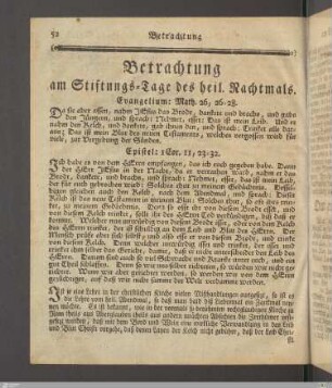 Betrachtung am Stiftungs-Tage des heil. Rachtmals.