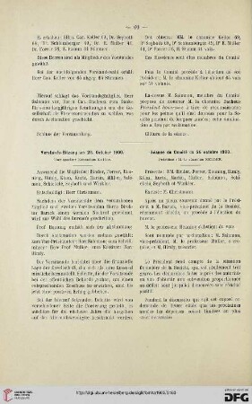 Vorstands-Sitzung am 26. October 1900 / Séance du Comité du 26 octobre 1900