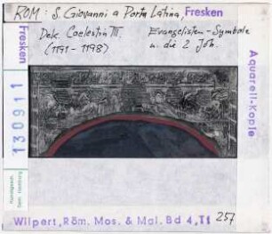 Rom: San Giovanni a Porta Latina, Evangelistensymbole, Aquarell-Kopie