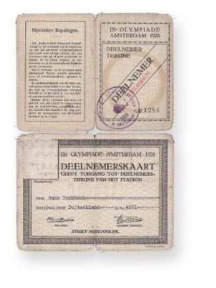 Zugangsberechtigung "Deelnemer Tribune" | Spiele der IX. Olympiade - 1928, Amsterdam