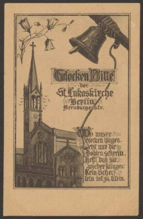 Ansichtskarte „Glocken Bitte der St. Lukaskirche", Bernburger Straße [1/2]