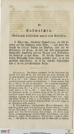 11. Fußwaschen. Gebrauch desselben unter den Christen