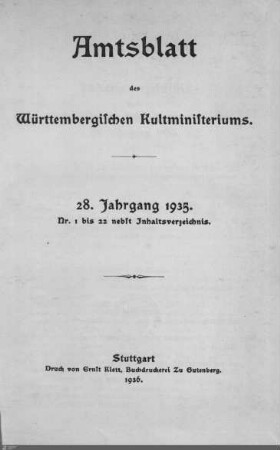 28.1935: Kultministerium, Amtsblatt 1935