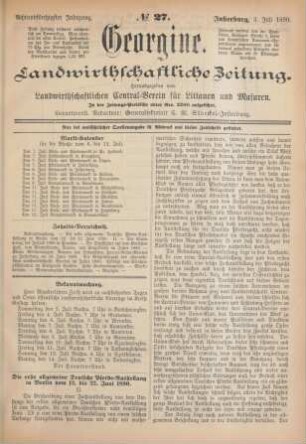 Achtundfünfzigster Jahrgang. No. 27. Insterburg, 3. Juli 1890.