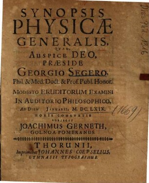 Synopsis Physicae Generalis